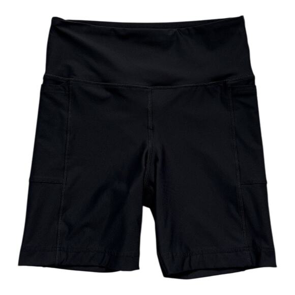 Lands End Women's 6" High Waisted Bike Swim Shorts Black Size Small 6-8 Pockets - Picture 2 of 6